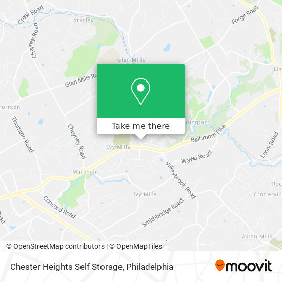 Mapa de Chester Heights Self Storage