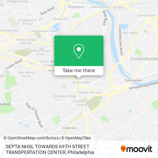 SEPTA NHSL TOWARDS 69TH STREET TRANSPERTATION CENTER map