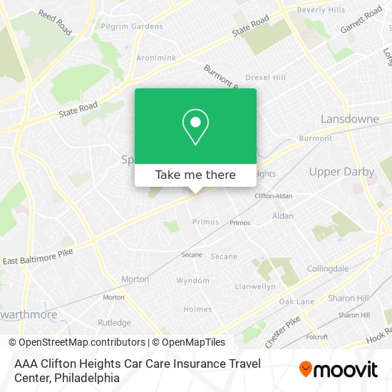 AAA Clifton Heights Car Care Insurance Travel Center map