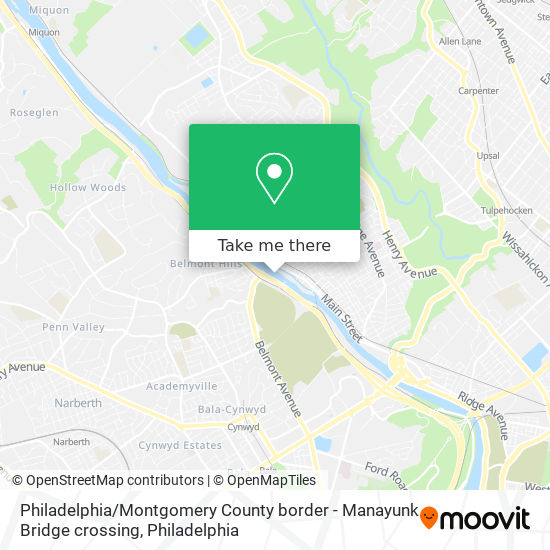 Mapa de Philadelphia / Montgomery County border - Manayunk Bridge crossing