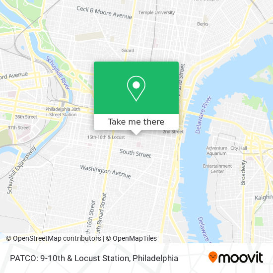 Mapa de PATCO: 9-10th & Locust Station