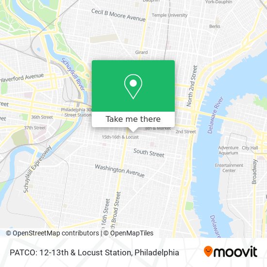 Mapa de PATCO: 12-13th & Locust Station