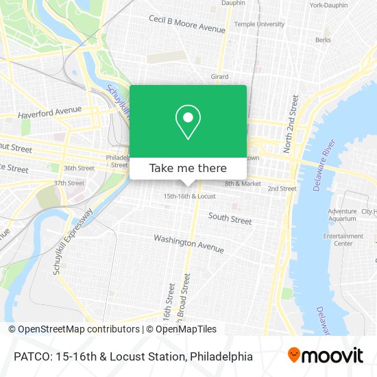 Mapa de PATCO: 15-16th & Locust Station