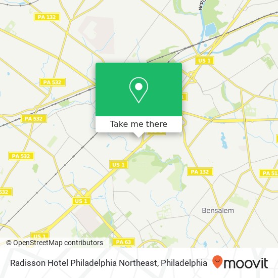 Radisson Hotel Philadelphia Northeast map