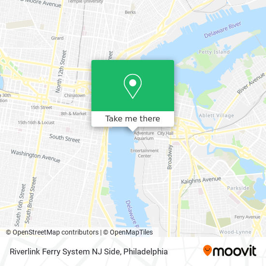 Riverlink Ferry System NJ Side map