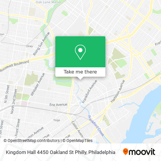 Kingdom Hall 4450 Oakland St Philly map
