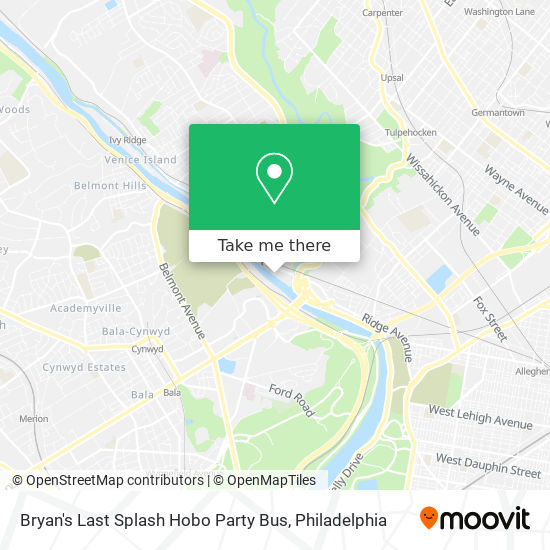 Bryan's Last Splash Hobo Party Bus map