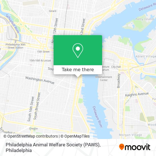 Mapa de Philadelphia Animal Welfare Society (PAWS)