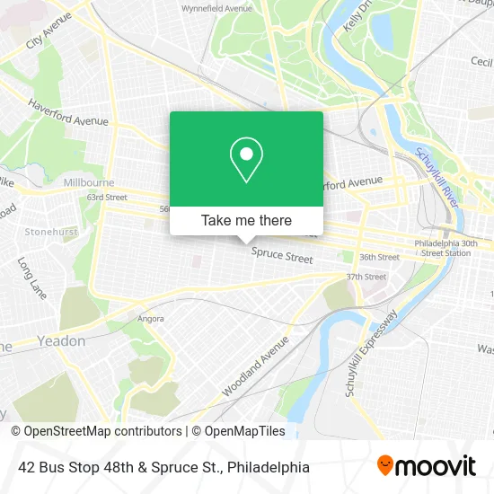 42 Bus Stop 48th & Spruce St. map