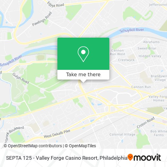 SEPTA 125 - Valley Forge Casino Resort map