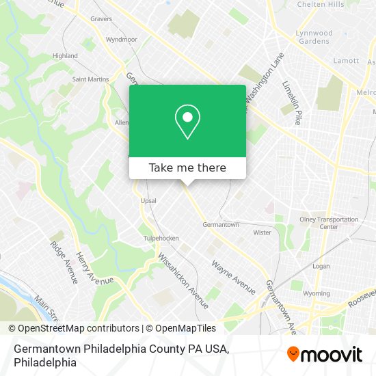 Mapa de Germantown Philadelphia County PA USA