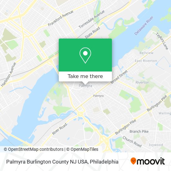 Mapa de Palmyra Burlington County NJ USA