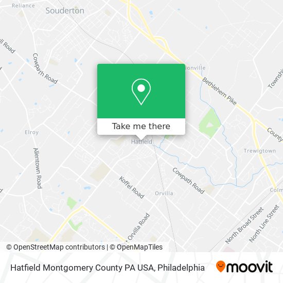 Hatfield Montgomery County PA USA map
