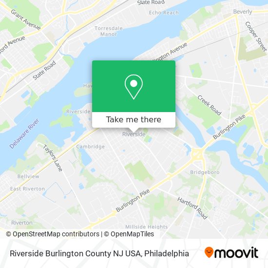 Mapa de Riverside Burlington County NJ USA