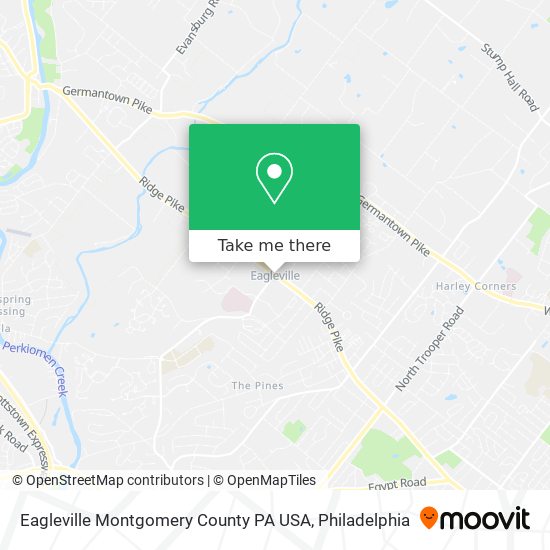 Eagleville Montgomery County PA USA map