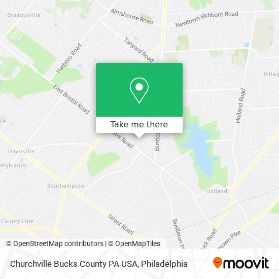 Churchville Bucks County PA USA map