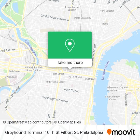 Mapa de Greyhound Terminal 10Th St Filbert St