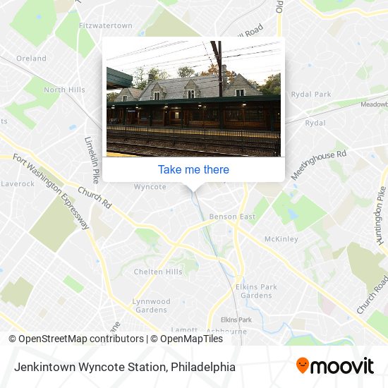 Jenkintown Wyncote Station map