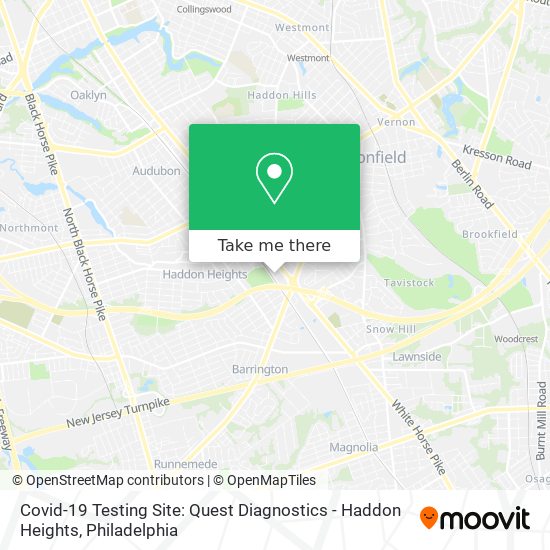 Covid-19 Testing Site: Quest Diagnostics - Haddon Heights map
