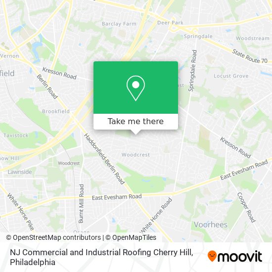 NJ Commercial and Industrial Roofing Cherry Hill map