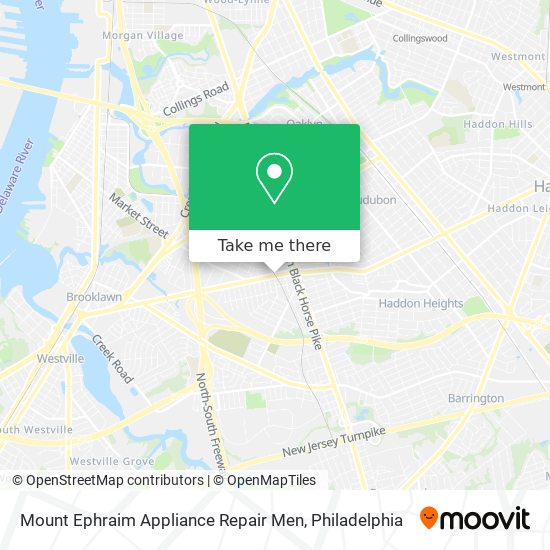 Mount Ephraim Appliance Repair Men map