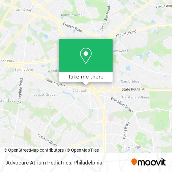 Advocare Atrium Pediatrics map