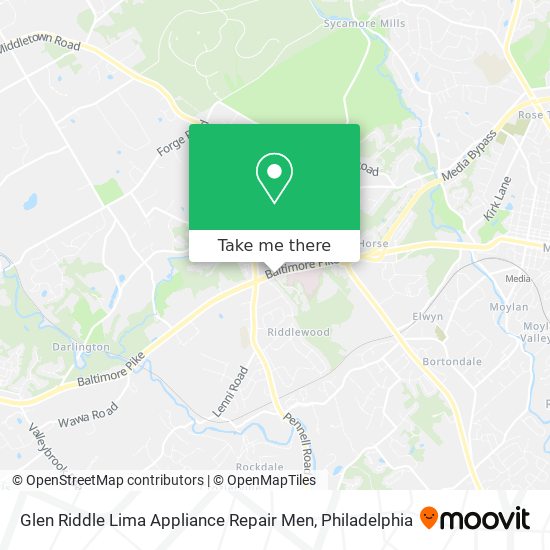 Mapa de Glen Riddle Lima Appliance Repair Men