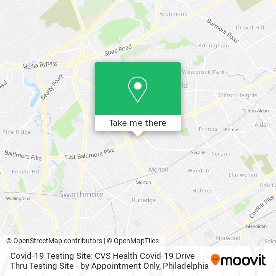 Covid-19 Testing Site: CVS Health Covid-19 Drive Thru Testing Site - by Appointment Only map