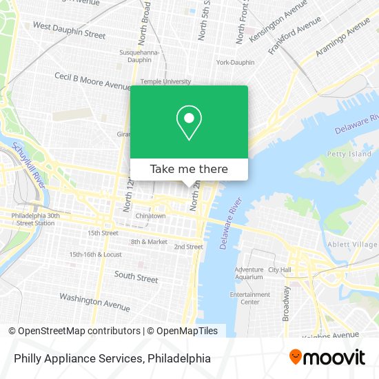 Mapa de Philly Appliance Services