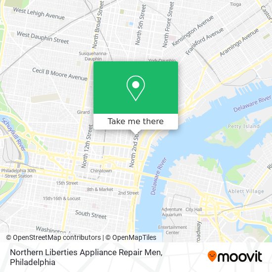 Northern Liberties Appliance Repair Men map