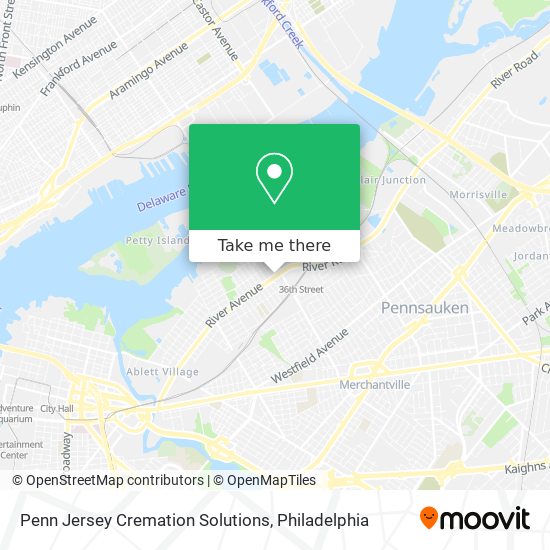 Mapa de Penn Jersey Cremation Solutions