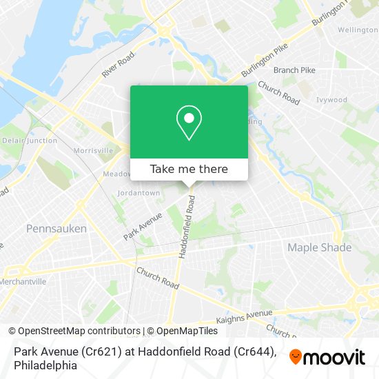 Mapa de Park Avenue (Cr621) at Haddonfield Road (Cr644)