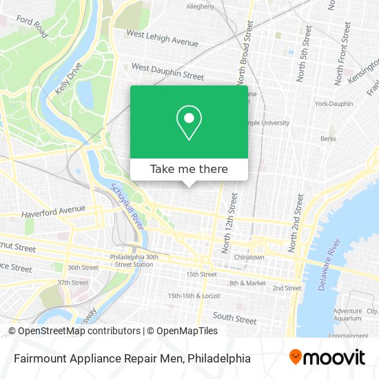 Fairmount Appliance Repair Men map