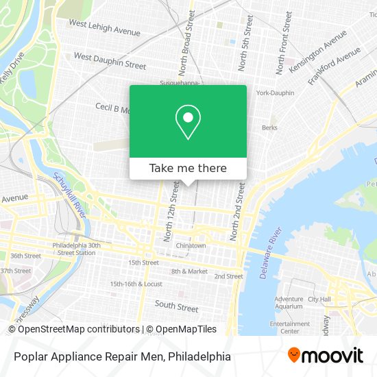 Poplar Appliance Repair Men map