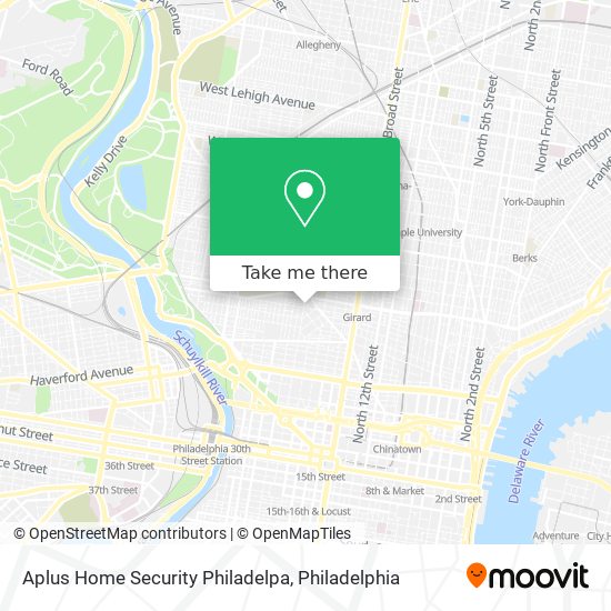 Aplus Home Security Philadelpa map