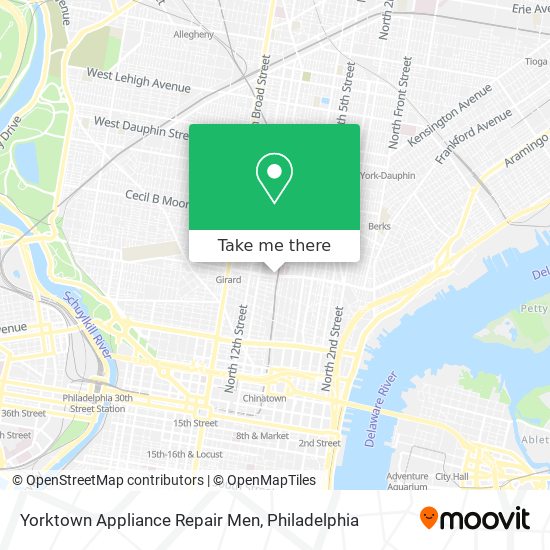 Yorktown Appliance Repair Men map