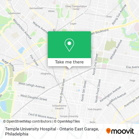 Mapa de Temple University Hospital - Ontario East Garage