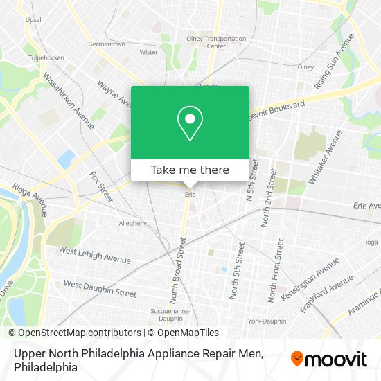 Upper North Philadelphia Appliance Repair Men map