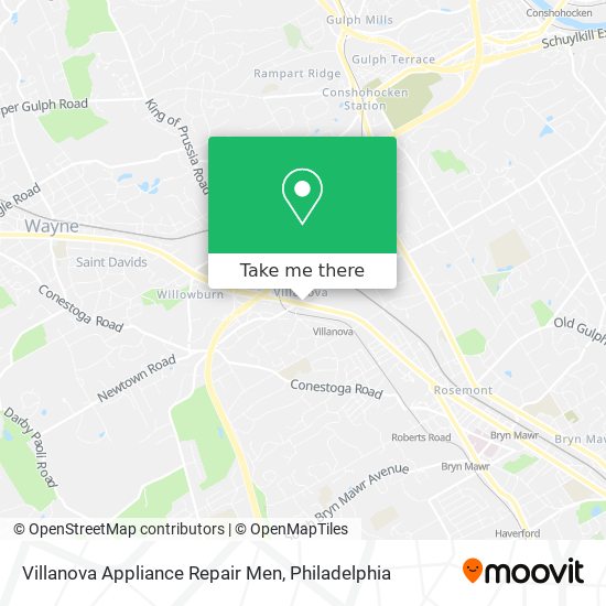Villanova Appliance Repair Men map