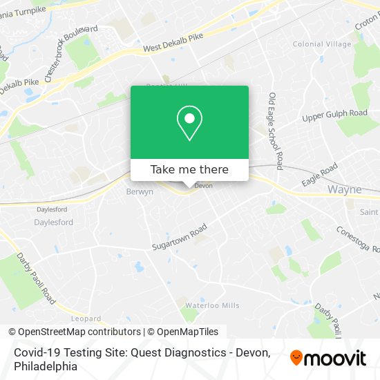 Covid-19 Testing Site: Quest Diagnostics - Devon map