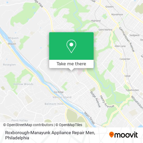 Roxborough-Manayunk Appliance Repair Men map