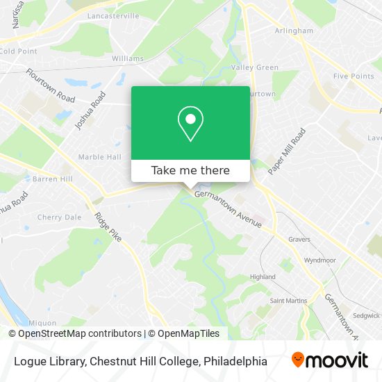 Logue Library, Chestnut Hill College map