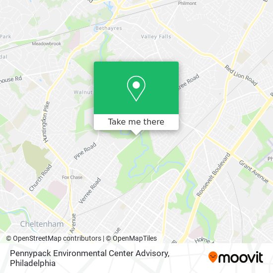 Pennypack Environmental Center Advisory map