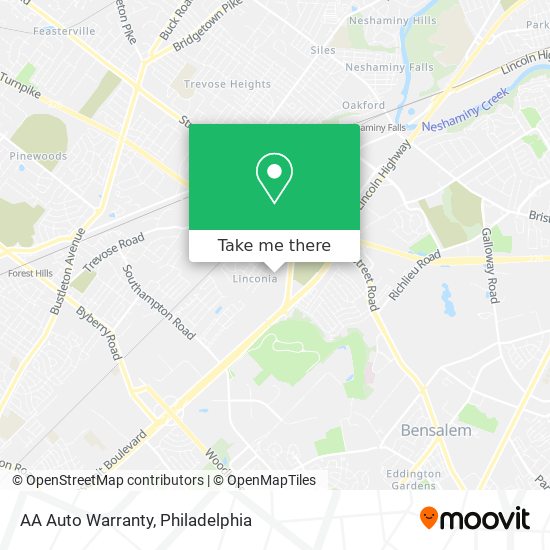 AA Auto Warranty map