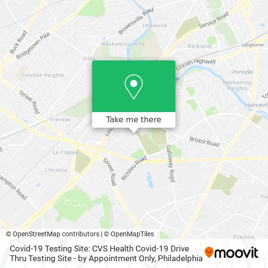 Mapa de Covid-19 Testing Site: CVS Health Covid-19 Drive Thru Testing Site - by Appointment Only