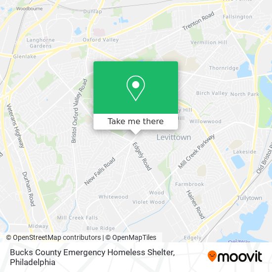 Mapa de Bucks County Emergency Homeless Shelter