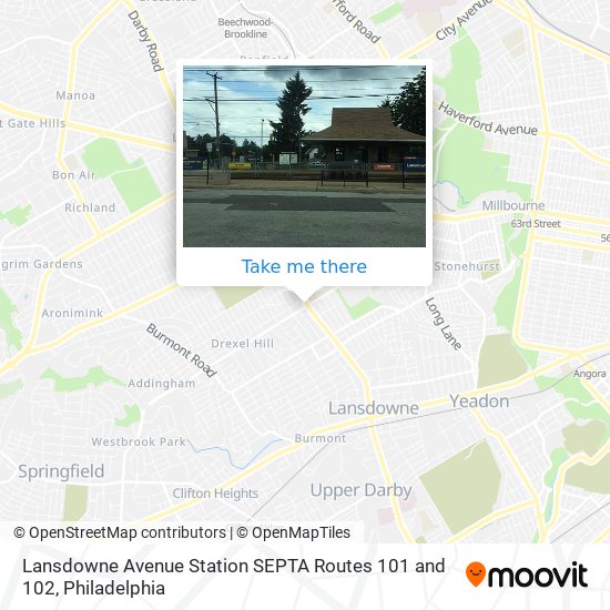 Lansdowne Avenue Station SEPTA Routes 101 and 102 map