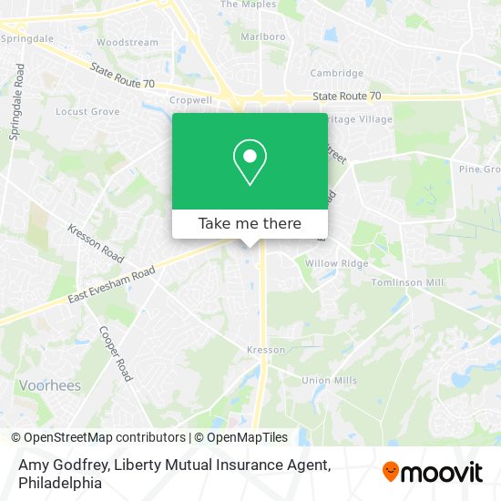 Mapa de Amy Godfrey, Liberty Mutual Insurance Agent