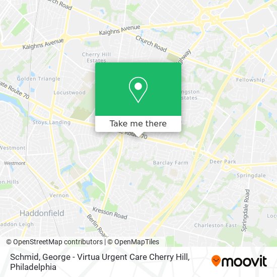 Mapa de Schmid, George - Virtua Urgent Care Cherry Hill