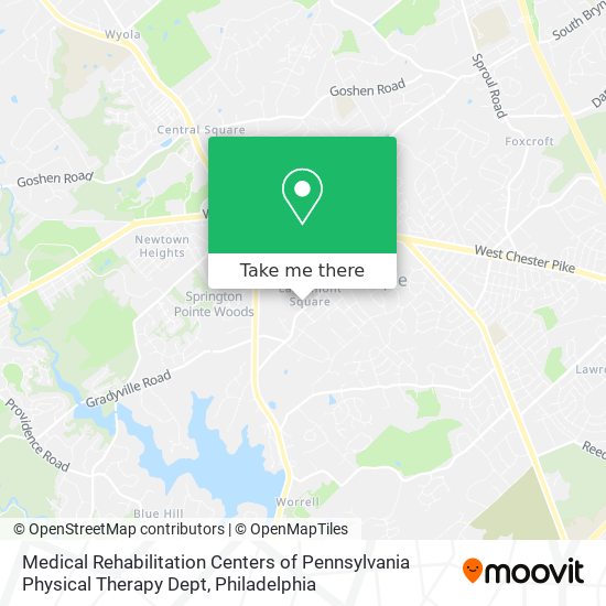 Medical Rehabilitation Centers of Pennsylvania Physical Therapy Dept map